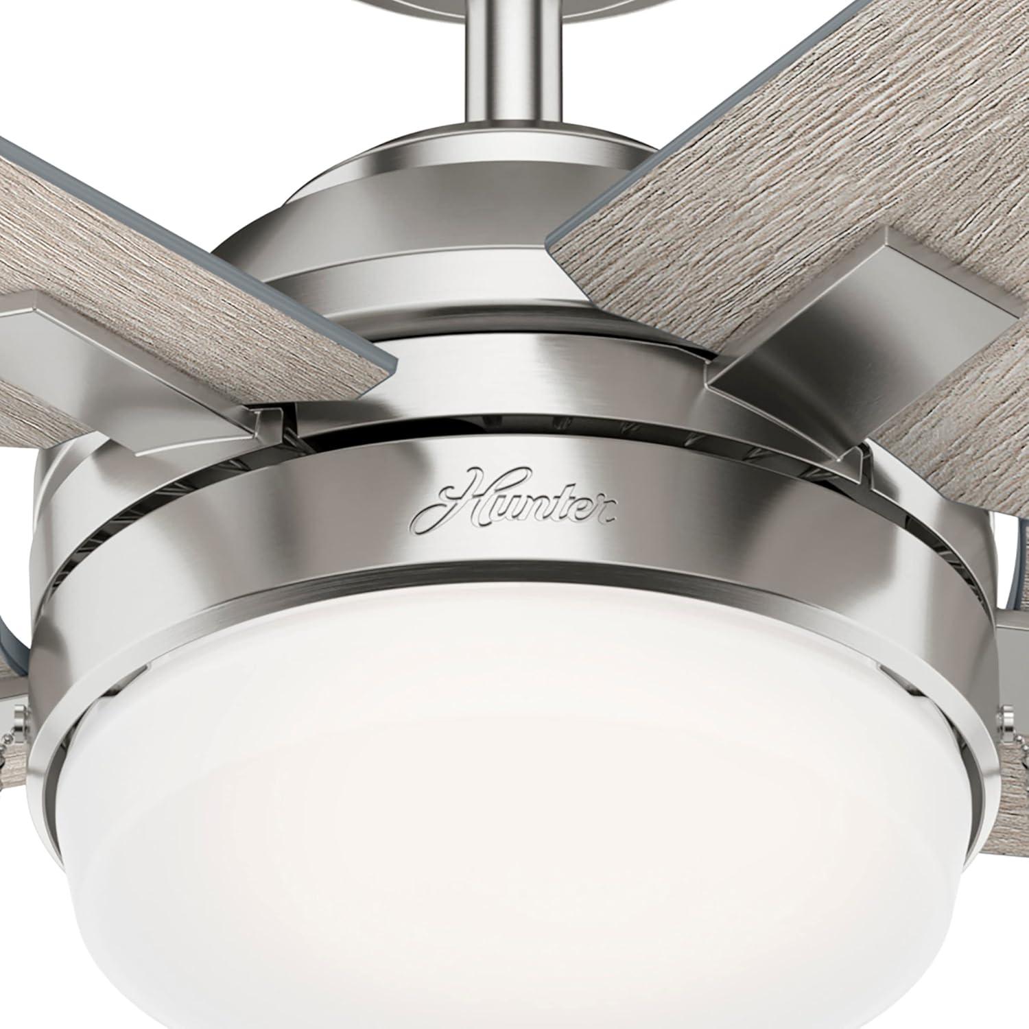 Hunter Bartlett Indoor Ceiling Fan with LED Light and Pull Chain Control, 52", Brushed Nickel