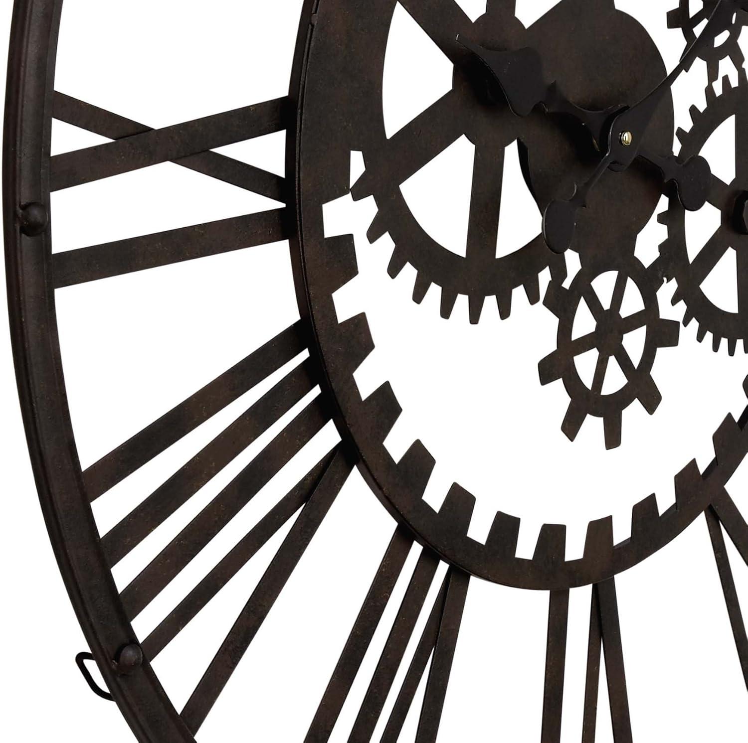 Oversized Black Iron Industrial Gear Wall Clock