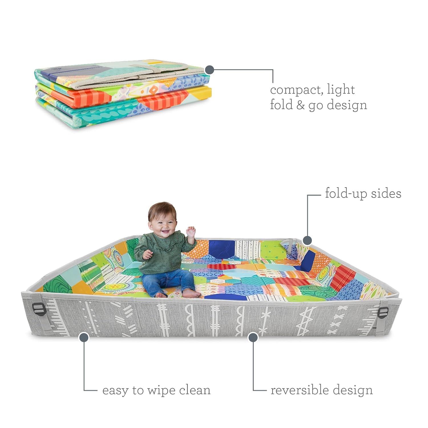 Infantino Foldable Multicolor Soft Foam Play Mat with Pop-Up Sides