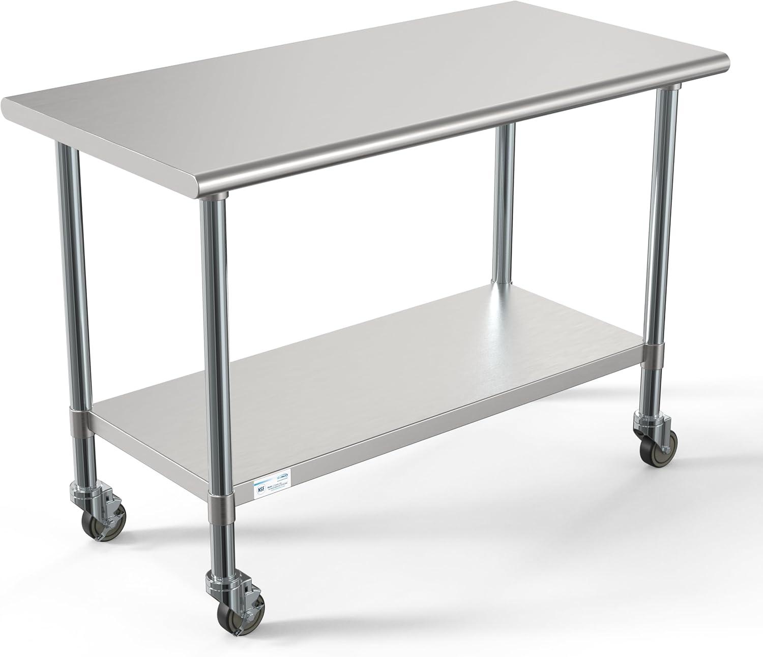 KoolMore 24" x 48" Stainless Steel Work Table with Casters
