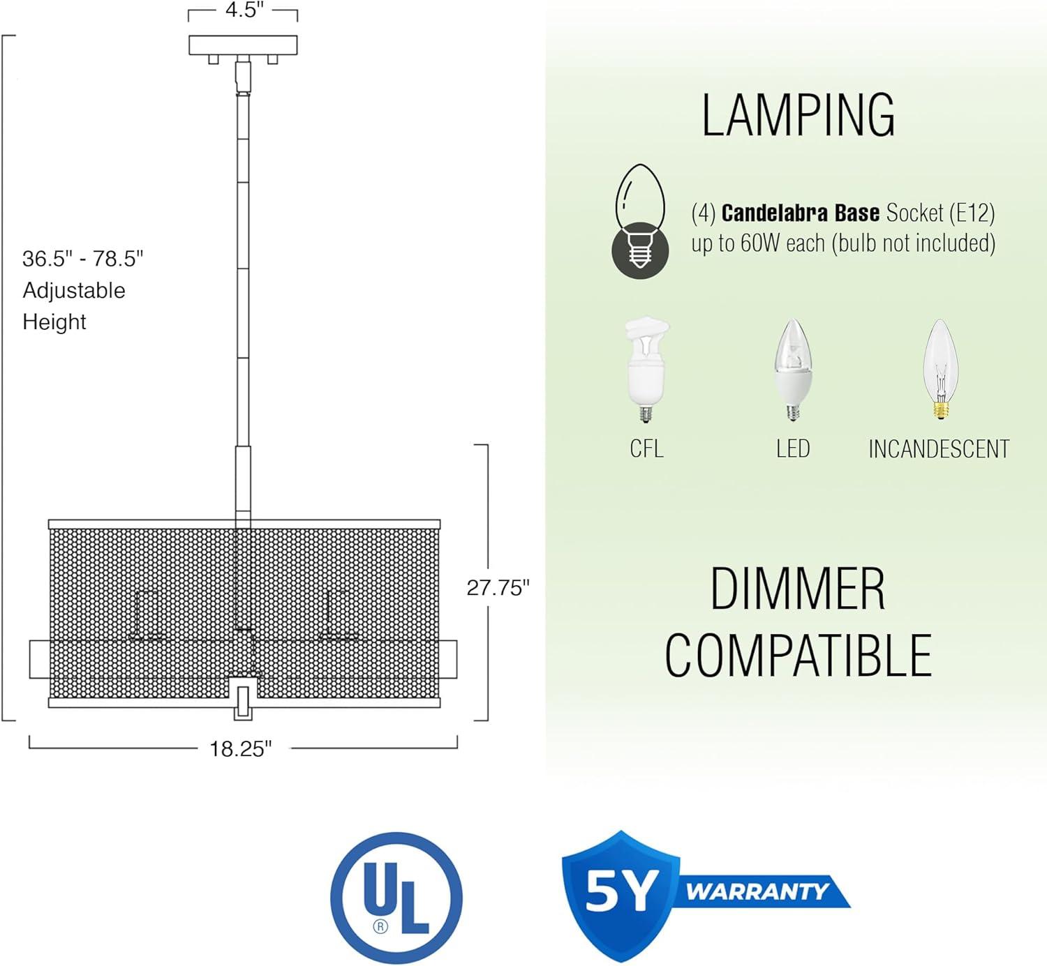 17 Stories Windmoor 4 - Light Dimmable Square / Rectangle Chandelier