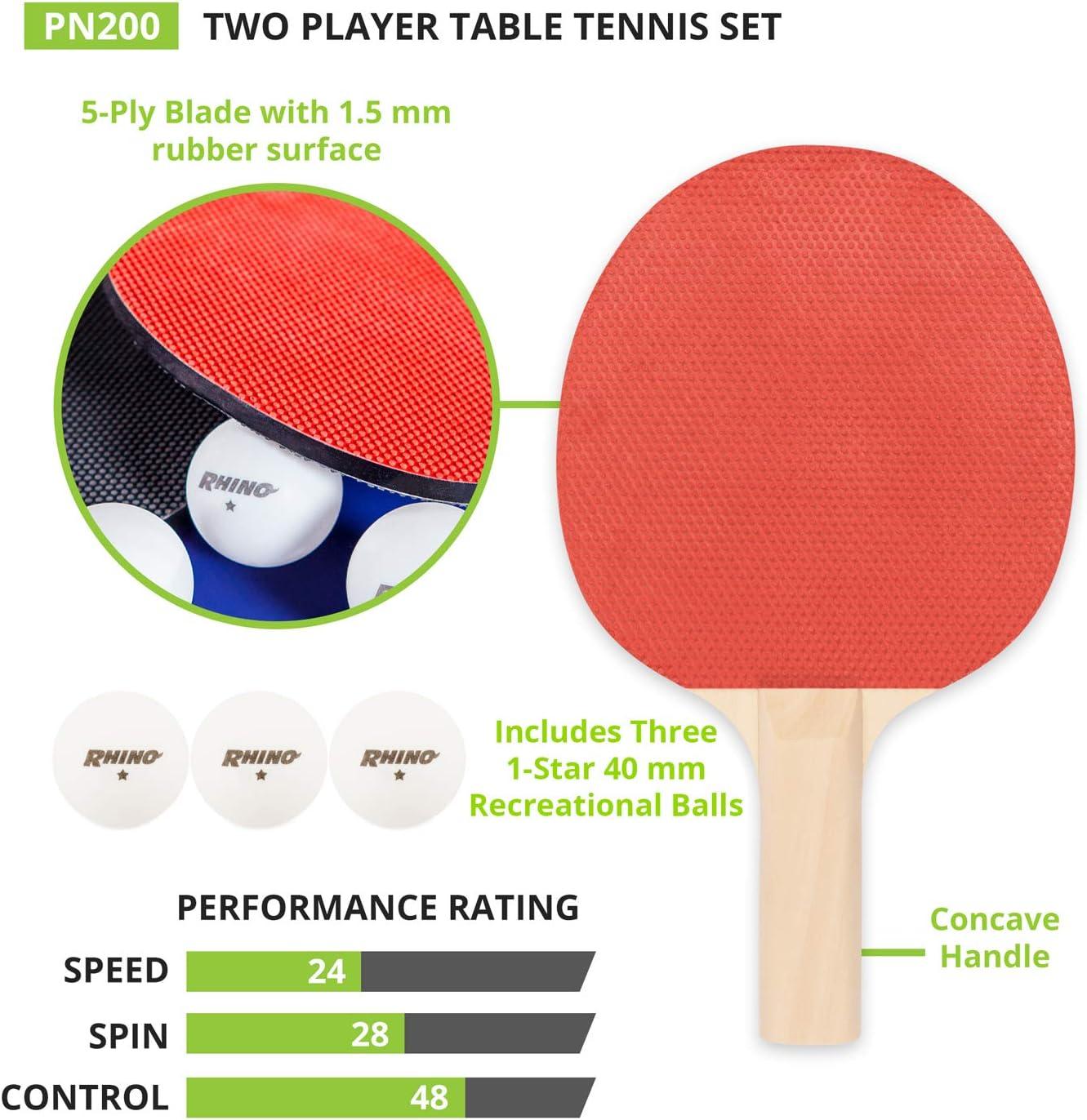 Champion Sports PN200Table Tennis Set:2Player Ping Pong Accessories Kitwith 2Paddles&3Balls,Indoor Ping Pong Equipmentfor Men,Women&Kids,Black/Red