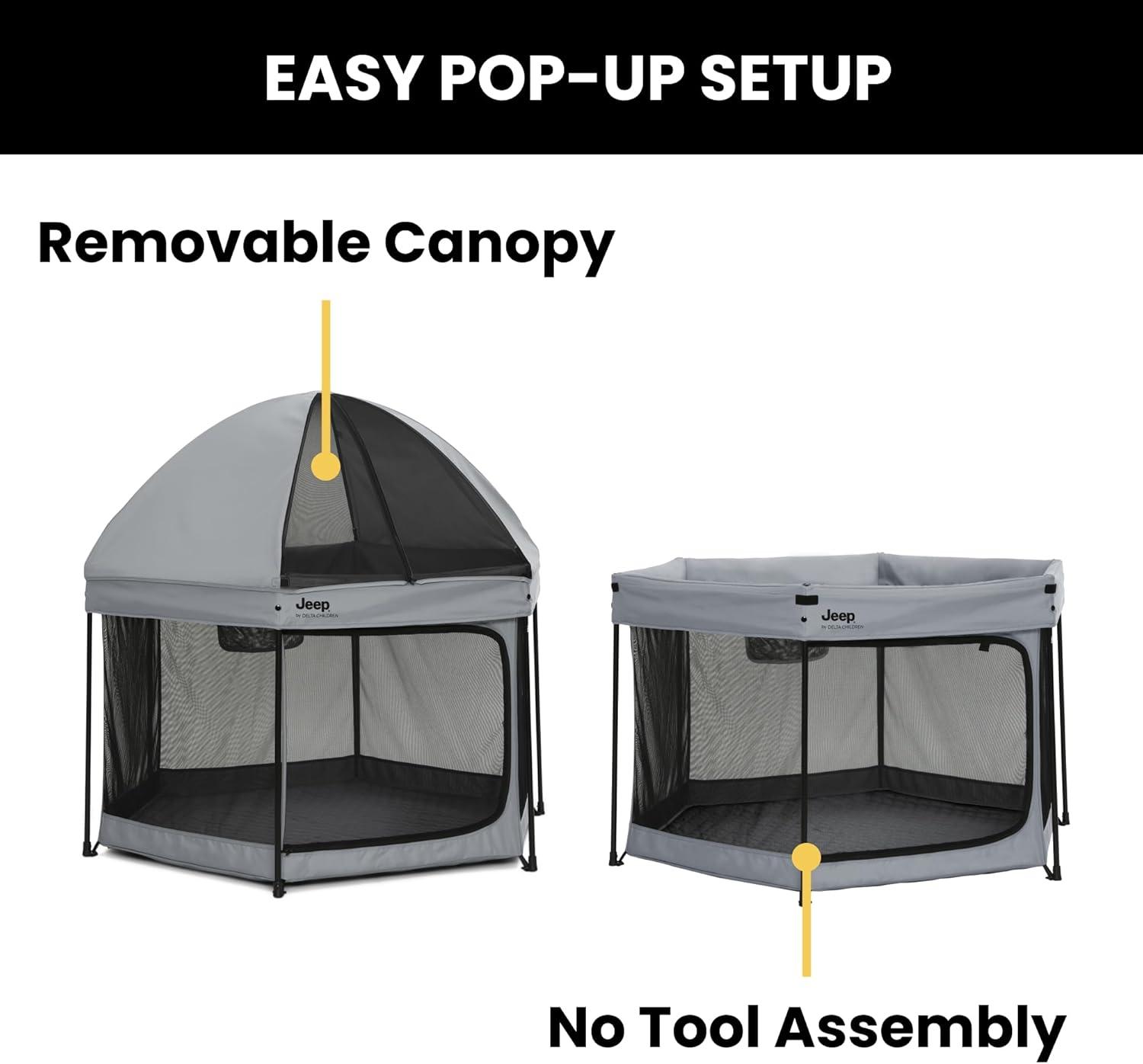 Jeep Hexagon Pop Up Playard with Removable Canopy