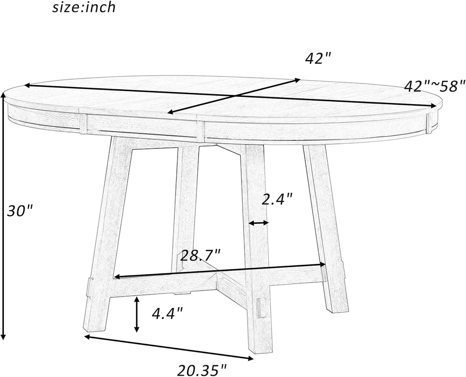 Farmhouse Round Extendable Dining Table With 16" Leaf Wood Kitchen Table (Espresso)