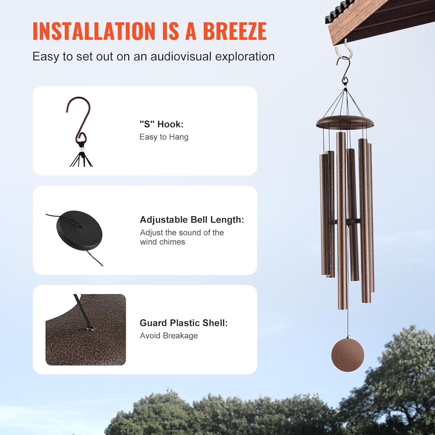 50-Inch Bronze Aluminum Deep Tone Memorial Wind Chimes