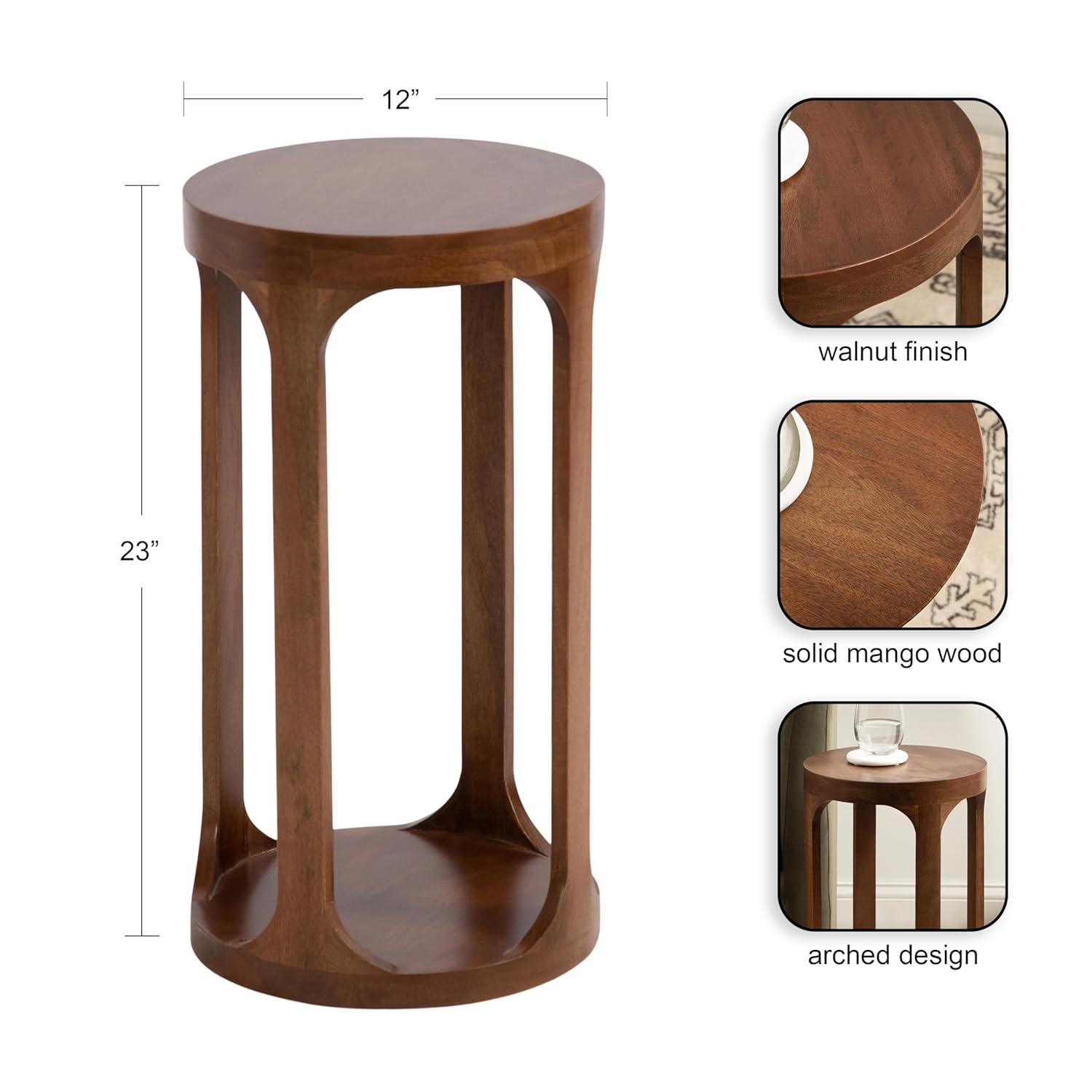 Kate and Laurel Dahl Wood Drink Table, 12x12x23, Walnut Brown