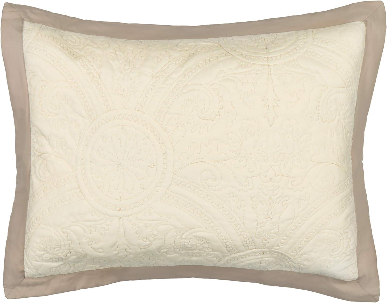 Ivory Bensonhurst Embroidered Lumbar Throw Pillow, 13"x18"