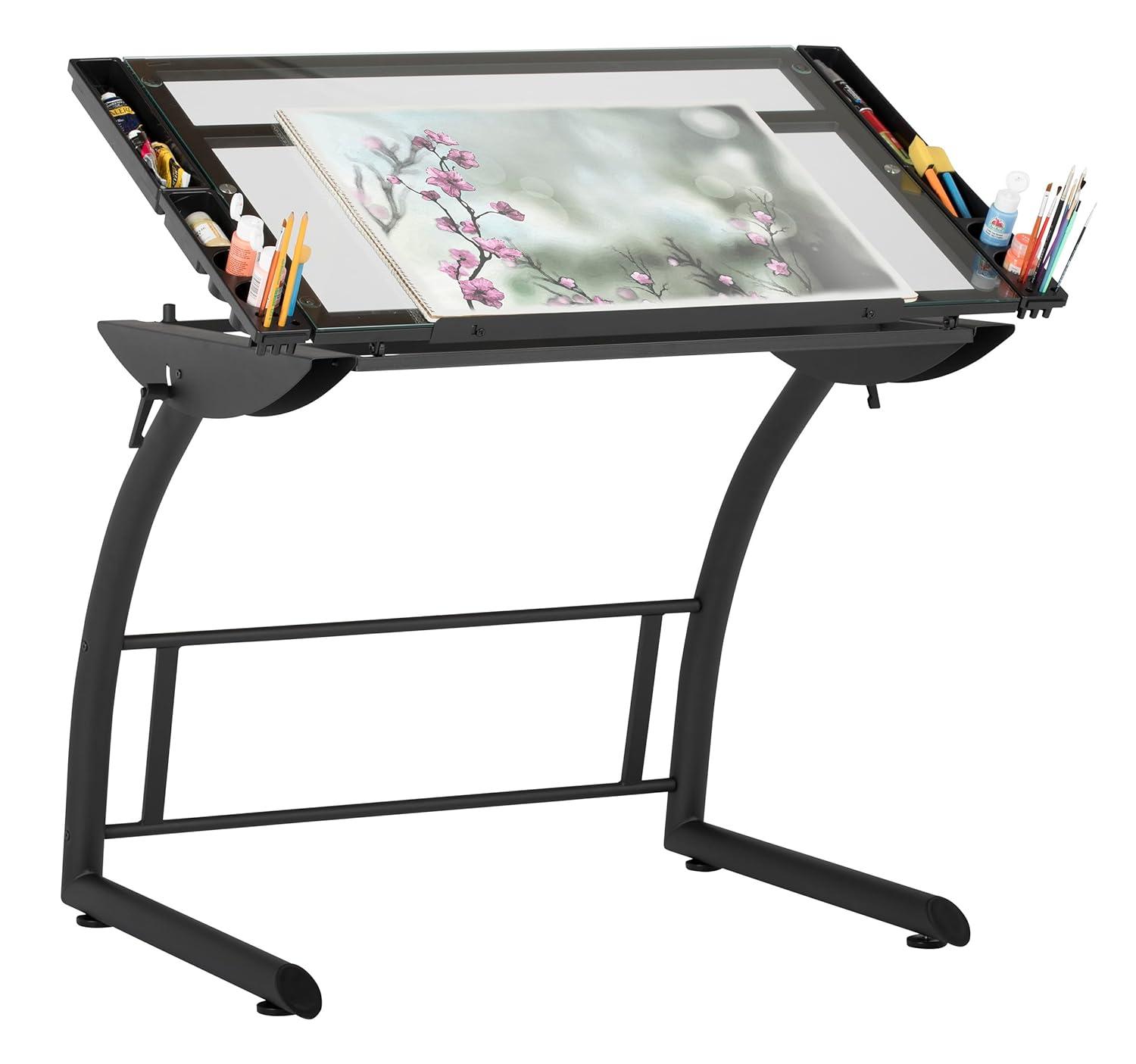 Inbox Zero Cournoyer Glass Drafting Table