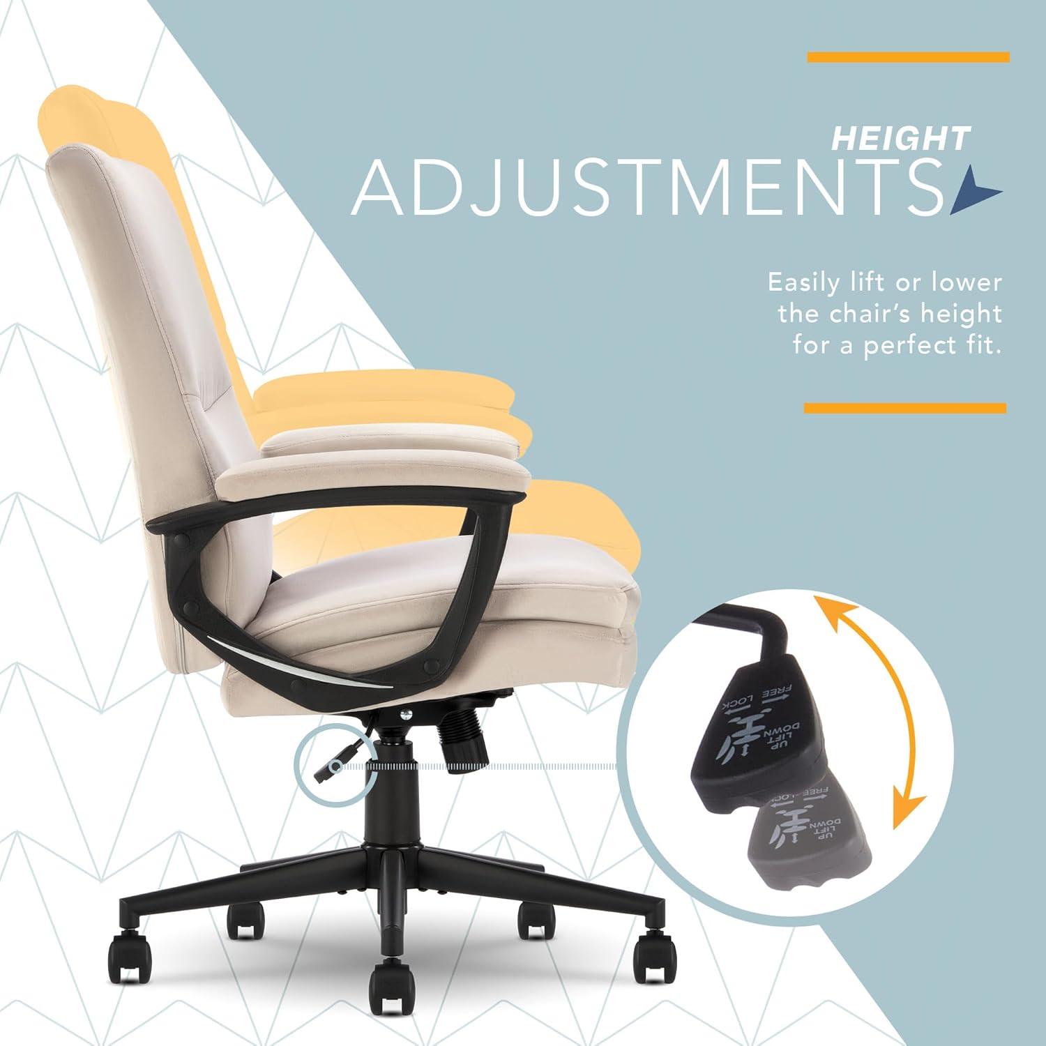 CLICK365 Click365 Classic Comfort Executive Office Chair, Ergonomic Mid-Back, Double-Layer Seat Cushion