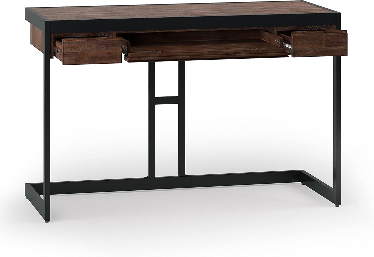 Erina SOLID ACACIA WOOD Modern 48" Wd. Small Desk in Distressed Charcoal Brown