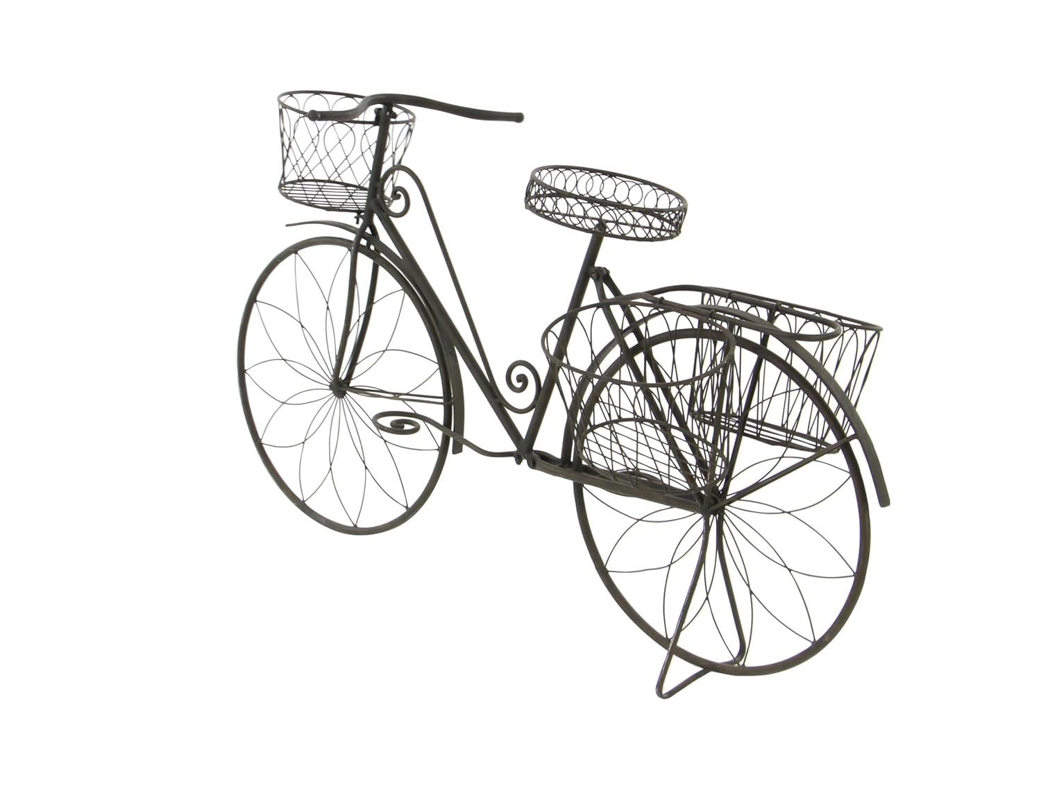 DecMode Vintage Turquoise/Red 3 Tier Bicycle Inspired Metal Plantstand, 54"W x 32"H