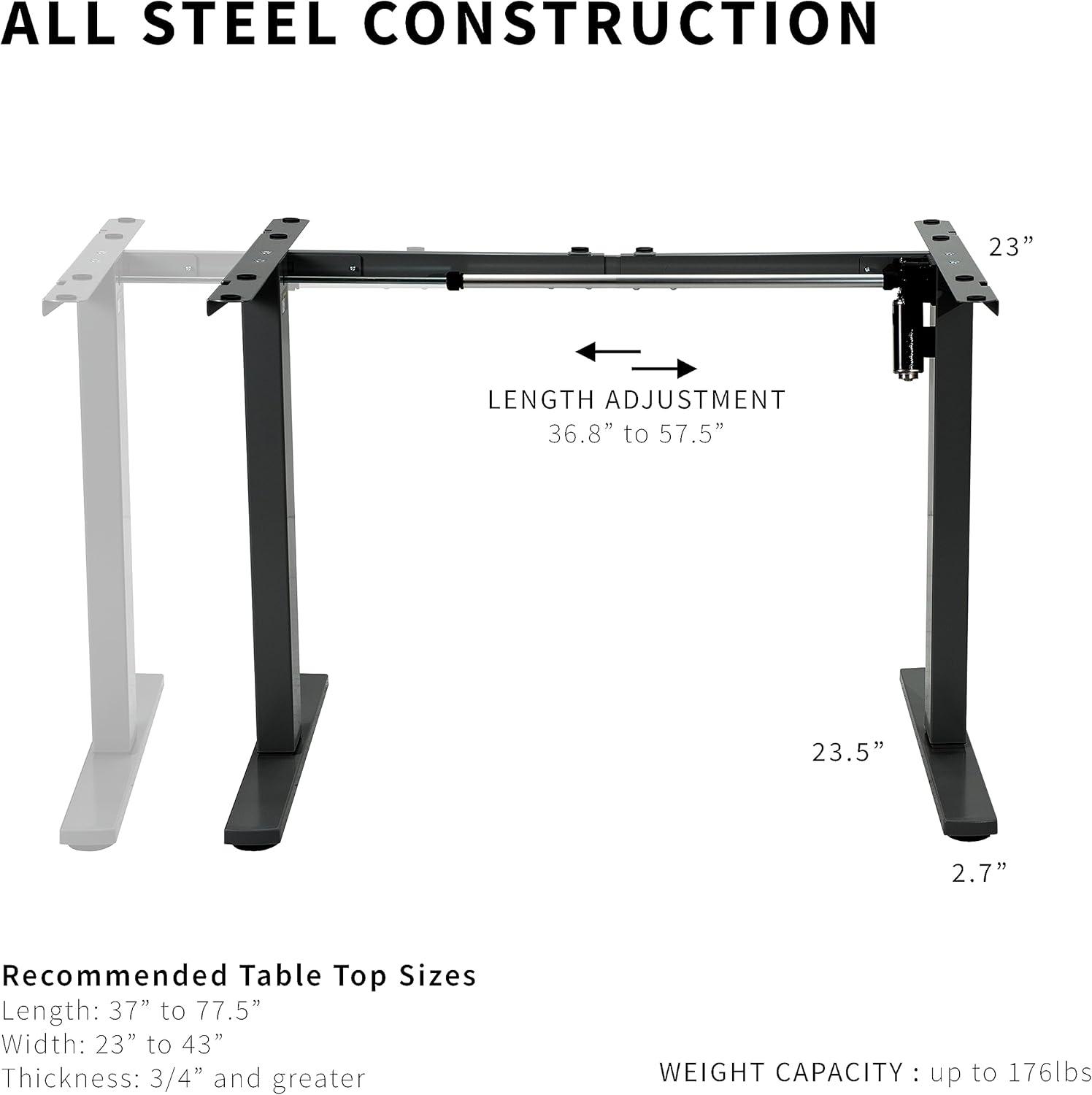 Electric Single Motor Desk Frame (Top Not Included)