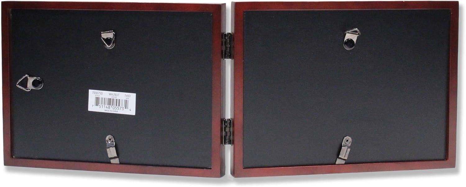 5x7 Hinged Double (Horizontal) Walnut Wood Picture Frame - Gallery Collection