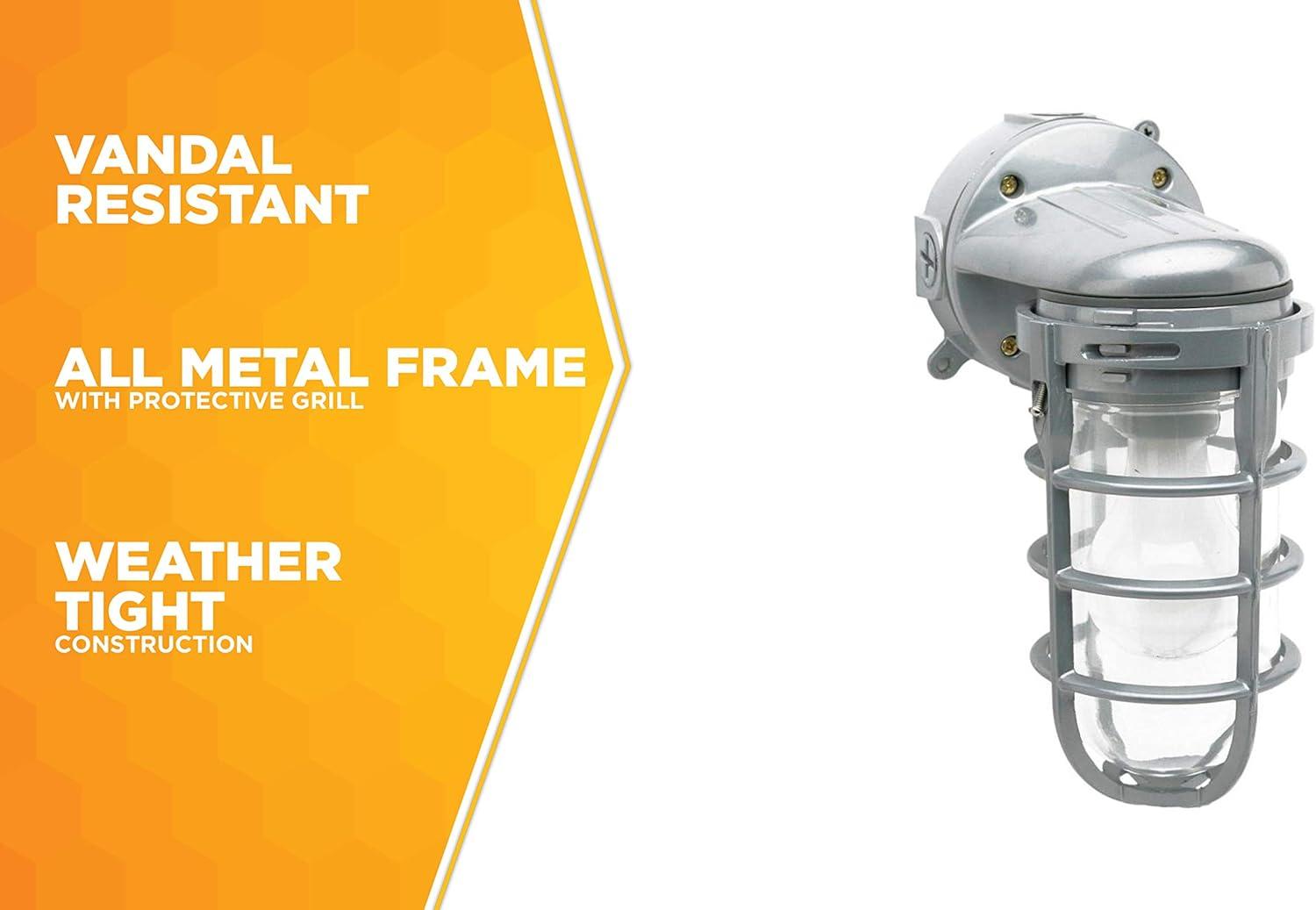 Woods L1707SV Traditional 150W Incandescent Weather Industrial Light, Wall Mount, Silver