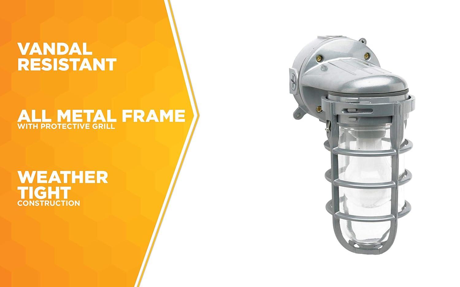 Woods L1707SV Traditional 150W Incandescent Weather Industrial Light, Wall Mount, Silver