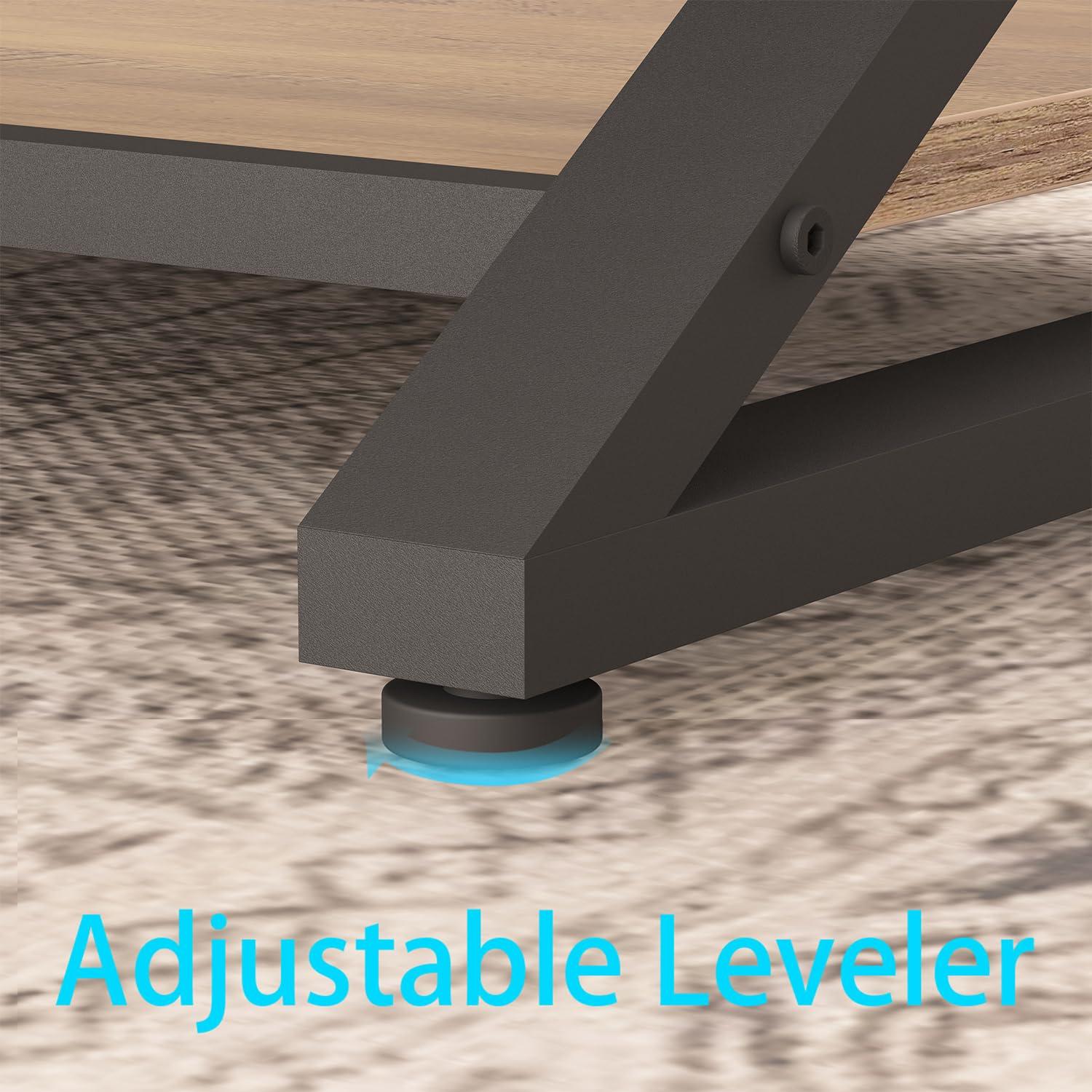 47 Inch Table with Storage Shelf, 2 Tier Rectangle Center Table Minimalist Home Tea Coffee Table