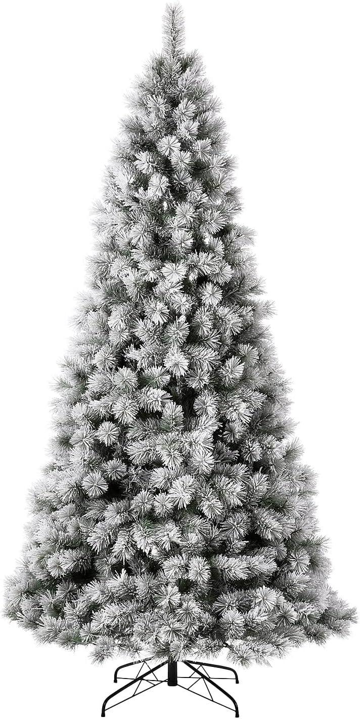 Glitz Design Glitzhome 9ft Pre-Lit Snow Flocked Artificial Pine Christmas Tree With 900 Warm White