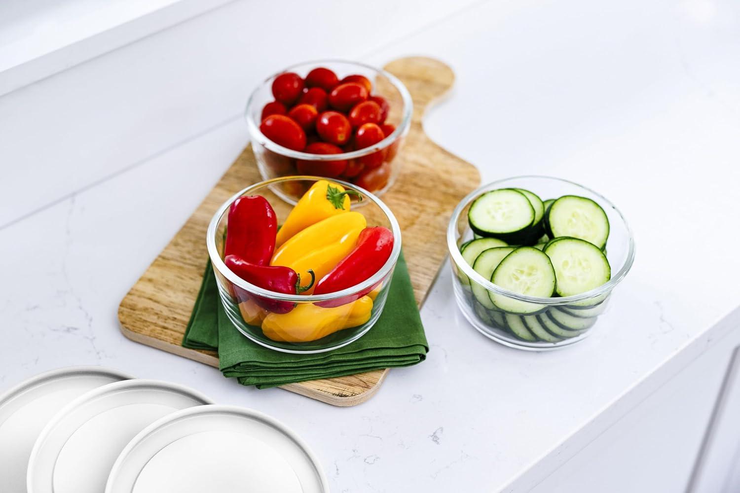 Dura Culina® 8pc 1 Cup Size Glass Food Round Storage Set - White