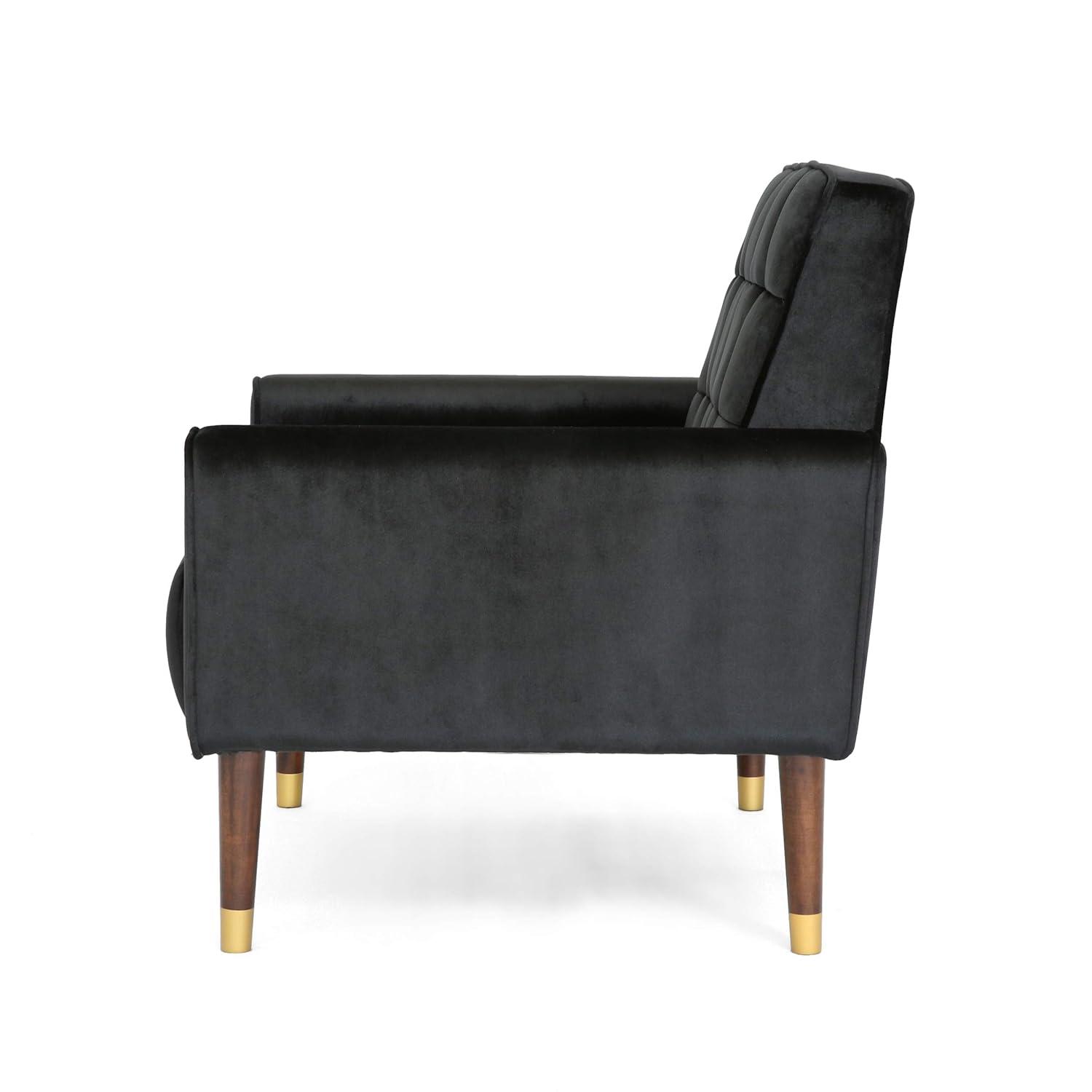 Bourchier Modern Glam Velvet Armchair Black -Christopher Knight Home: Tufted, Upholstered, Comfortable Seating
