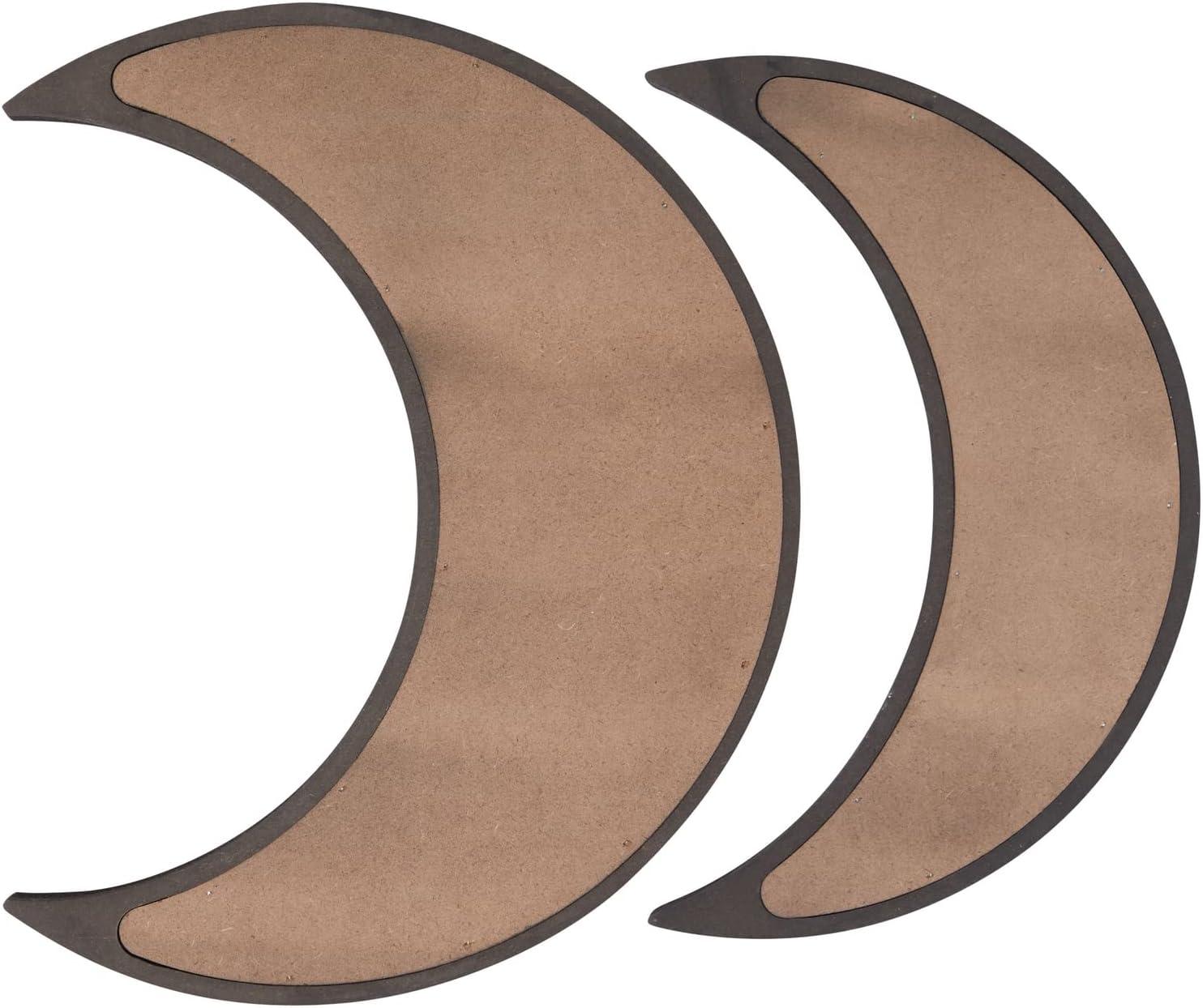 Farmlyn Creek 2-Piece Dark Brown Decorative Wooden Crescent Moon Tray - Rustic Home Décor Accents for Nursery & Shelf Decor - Crystals, Essential Oils, Gemstone Display & Perfume Tray