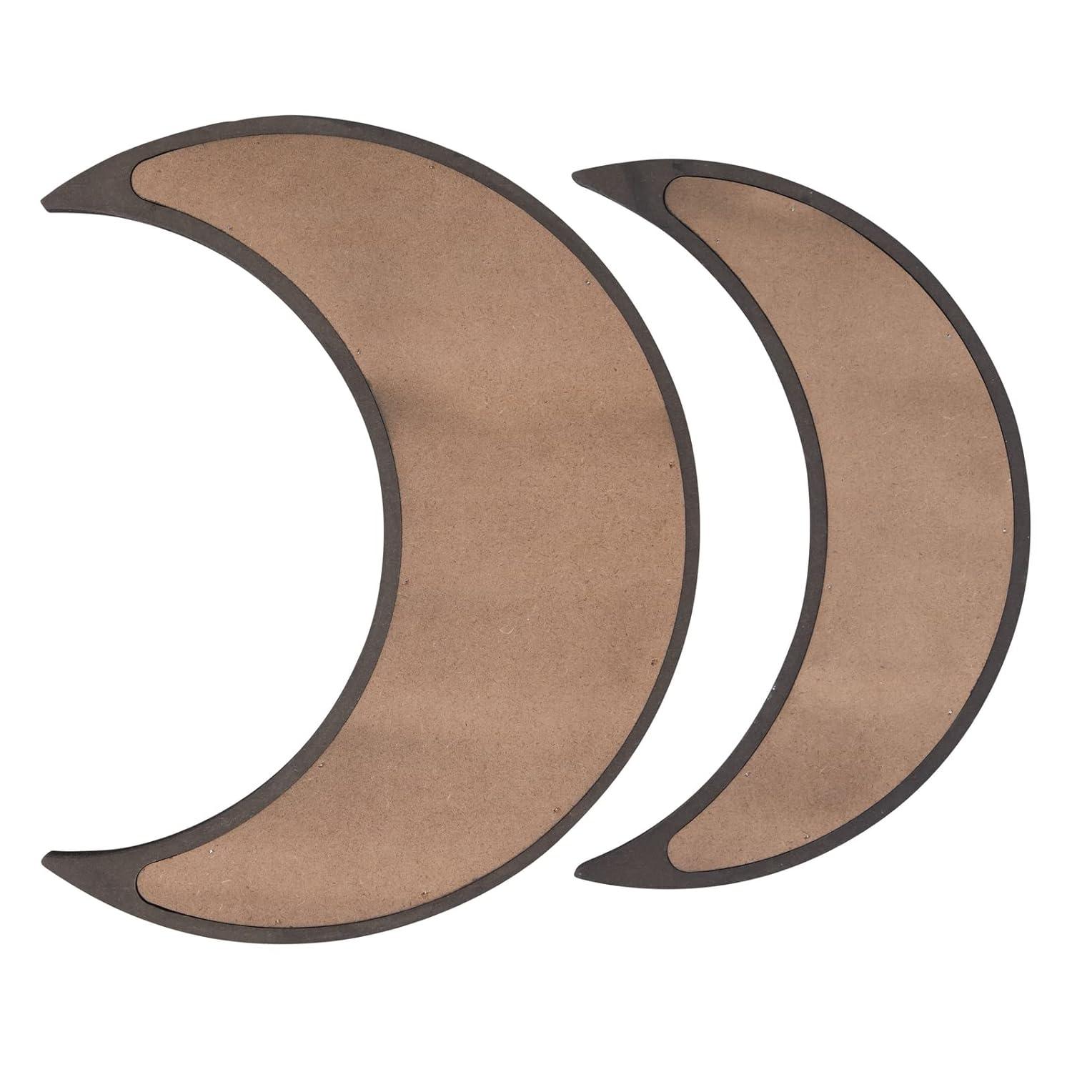 Farmlyn Creek 2-Piece Dark Brown Decorative Wooden Crescent Moon Tray - Rustic Home Décor Accents for Nursery & Shelf Decor - Crystals, Essential Oils, Gemstone Display & Perfume Tray