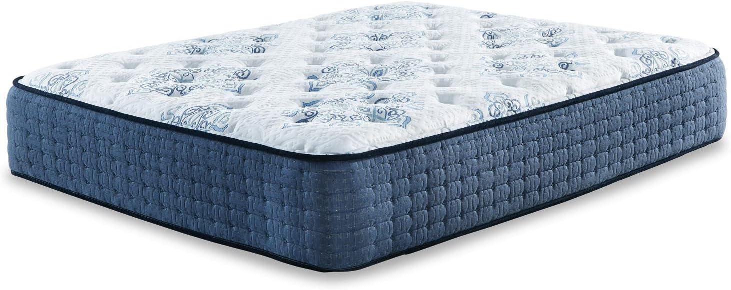 Queen Size White and Blue Gel Memory Foam Innerspring Mattress