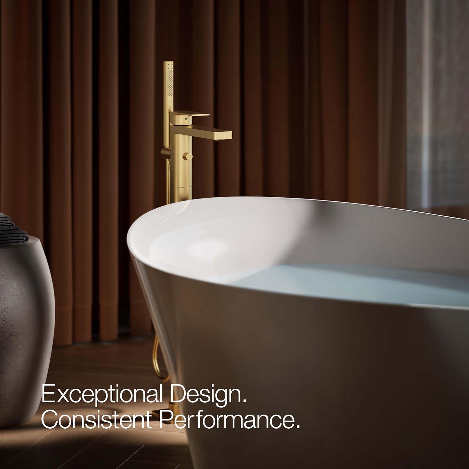 Parallel Floor-Mount Bath Filler Trim With Handshower