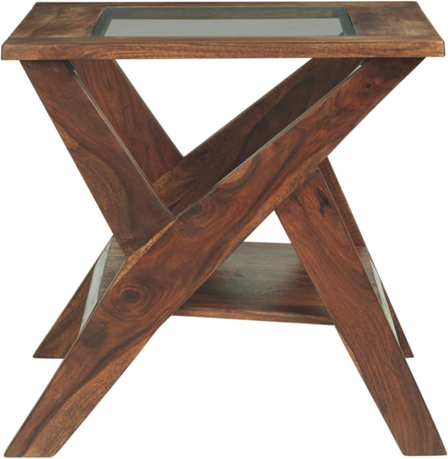 Charzine Contemporary Warm Brown Sheesham Wood End Table