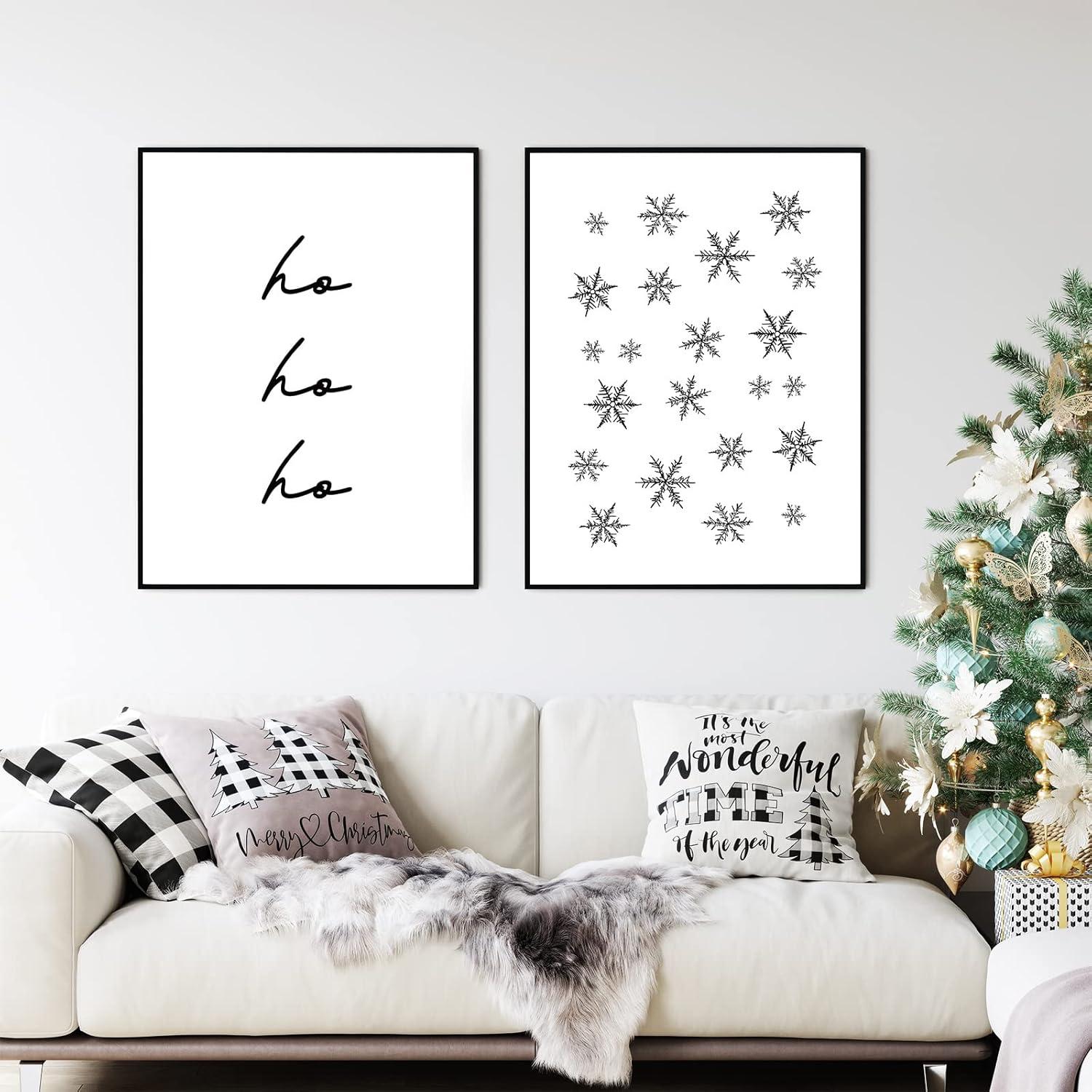 AnyDesign 12Pcs Christmas Wall Art Prints Minimalist Watercolor Xmas Art Poster Aesthetic Cozy Christmas Posters Room Decor for Xmas Tree Winter Gallery Living Room Bathroom (UNFRAMED, 11x14in)