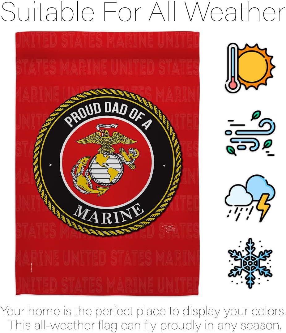 Breeze Decor G158518-BO Proud Dad Marines Garden Flag Armed Forces Marine Corps 13 x 18.5 in. Double-Sided Decorative Vertical Flags for House Decoration Banner Yard Gift