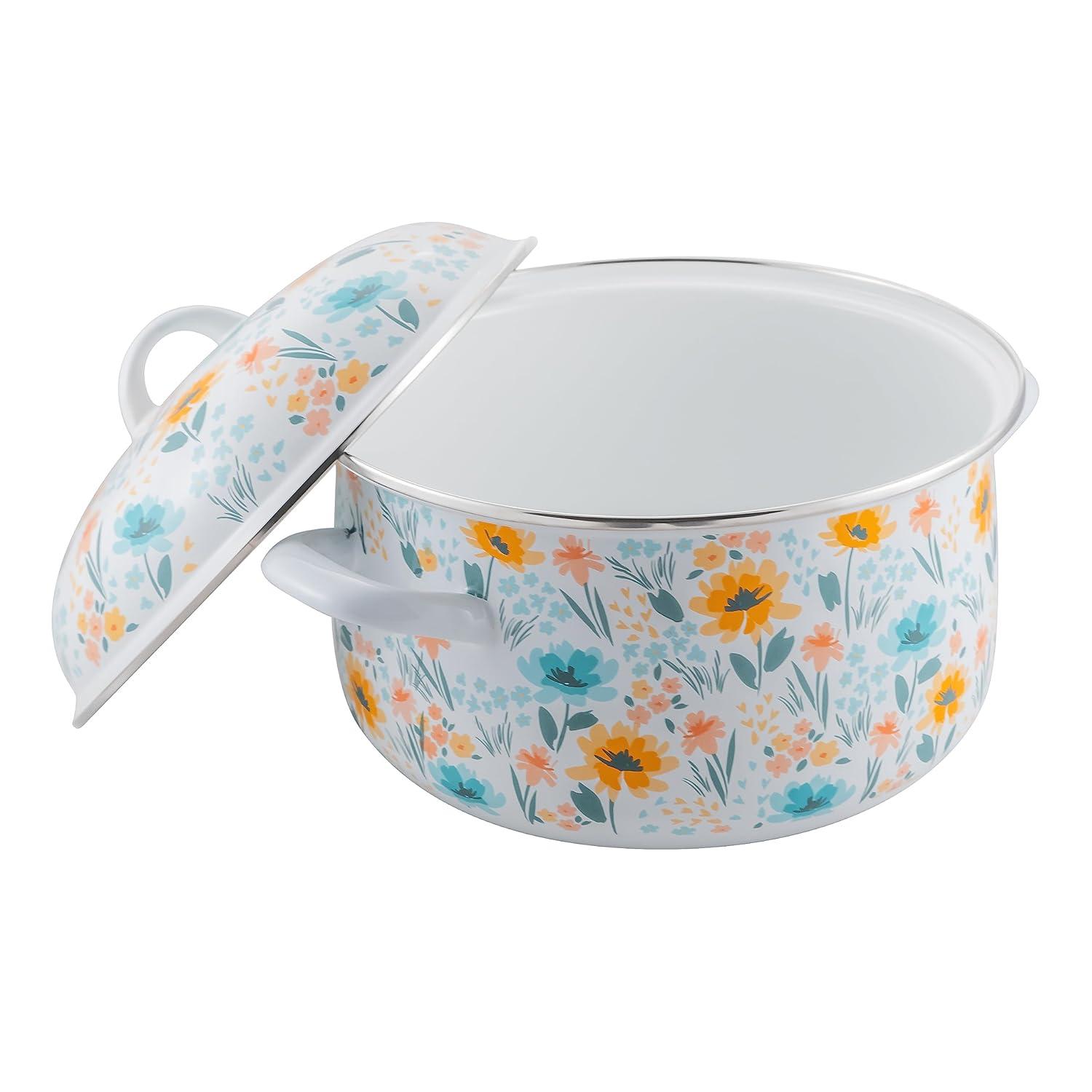 Prep•N•Cook by McSunley 6Qt Floral Porcelain Enamel Dutch Oven