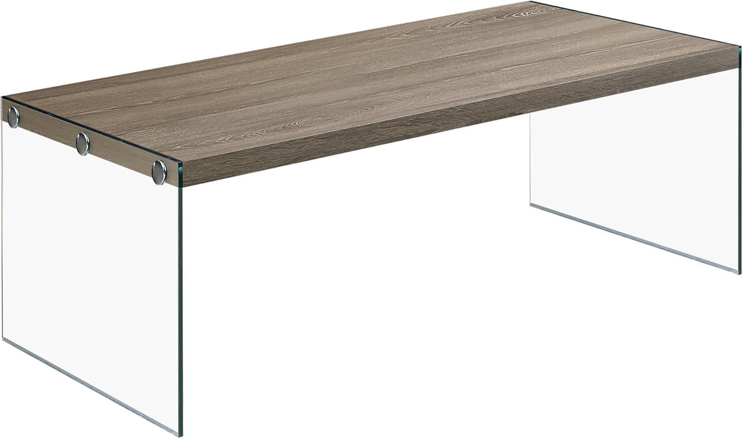 Modern Gray Rectangular Wood & Glass Cocktail Table 44"