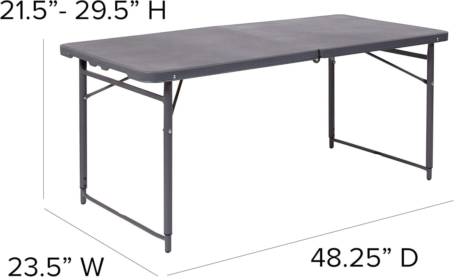 Noah 48.25" Plastic Rectangular Adjustable Fold-in-Half Table with Handle