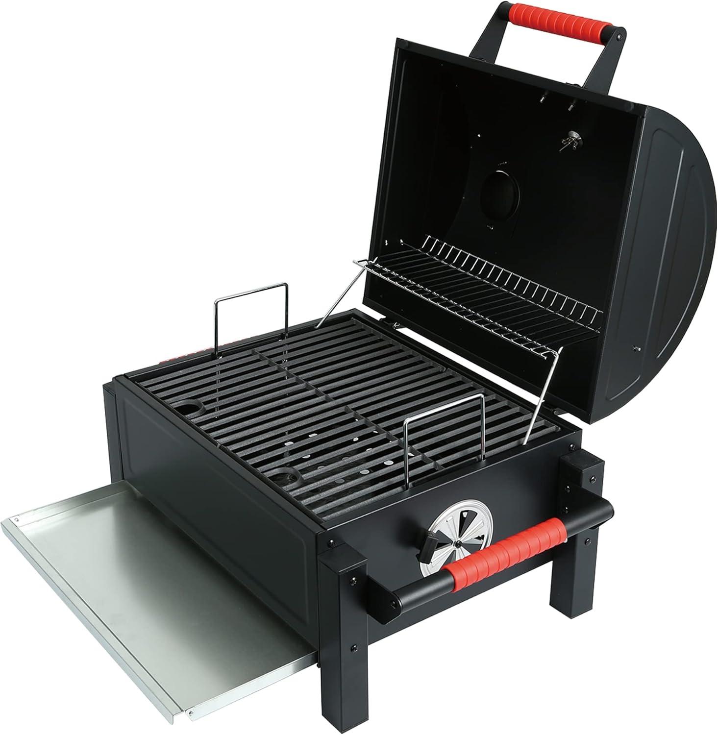 Feasto Outdoor Cooking Series 26.8" W Portable Charcoal Grill with Cast Iron Grate