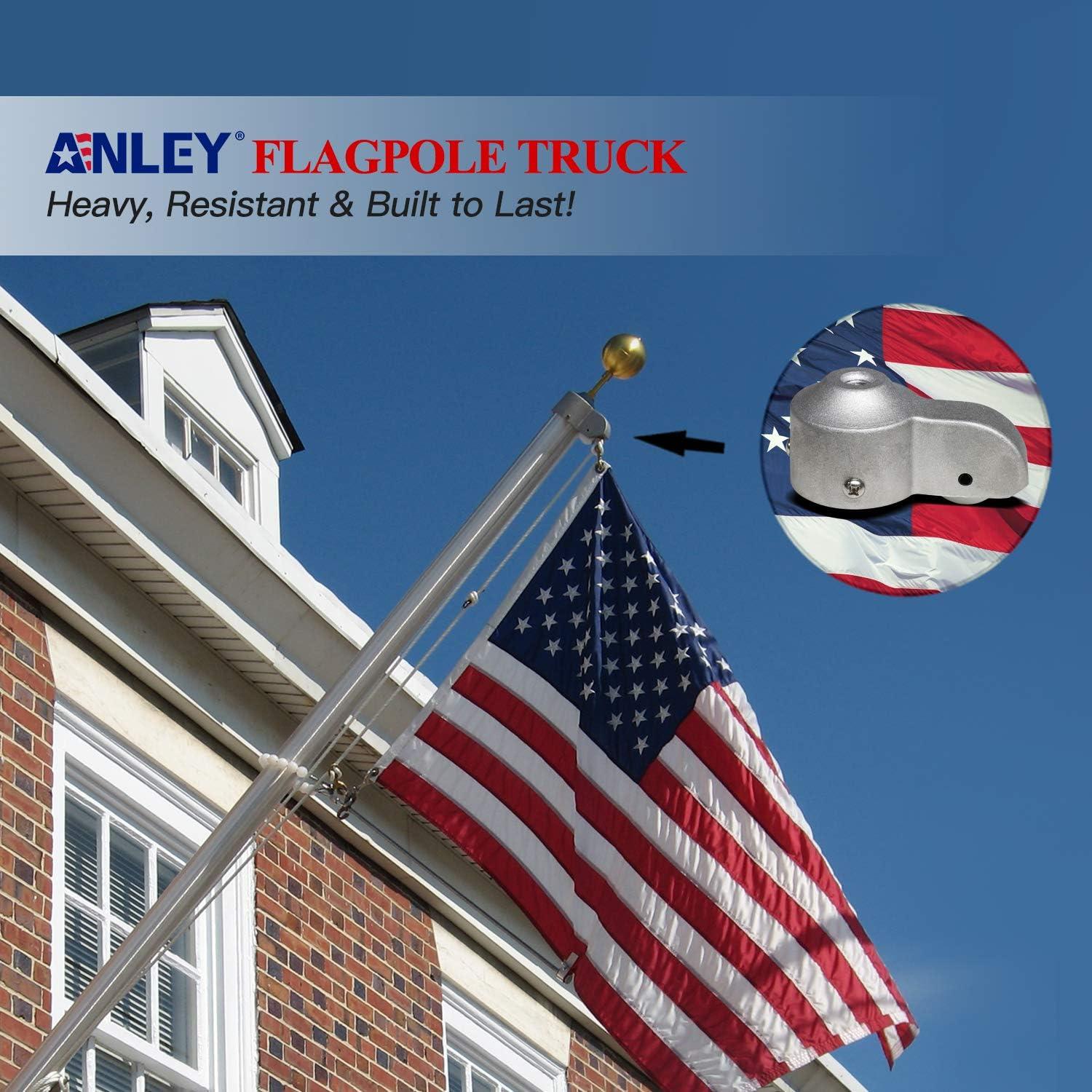 Anley Authentic FlagPole Truck with Nylon Pulley - Heavy Duty Flag Pole Halyard Stationary Truck