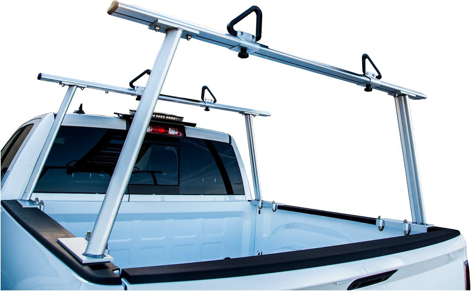 Adjustable Black Aluminum Truck Ladder Rack with J-Hooks