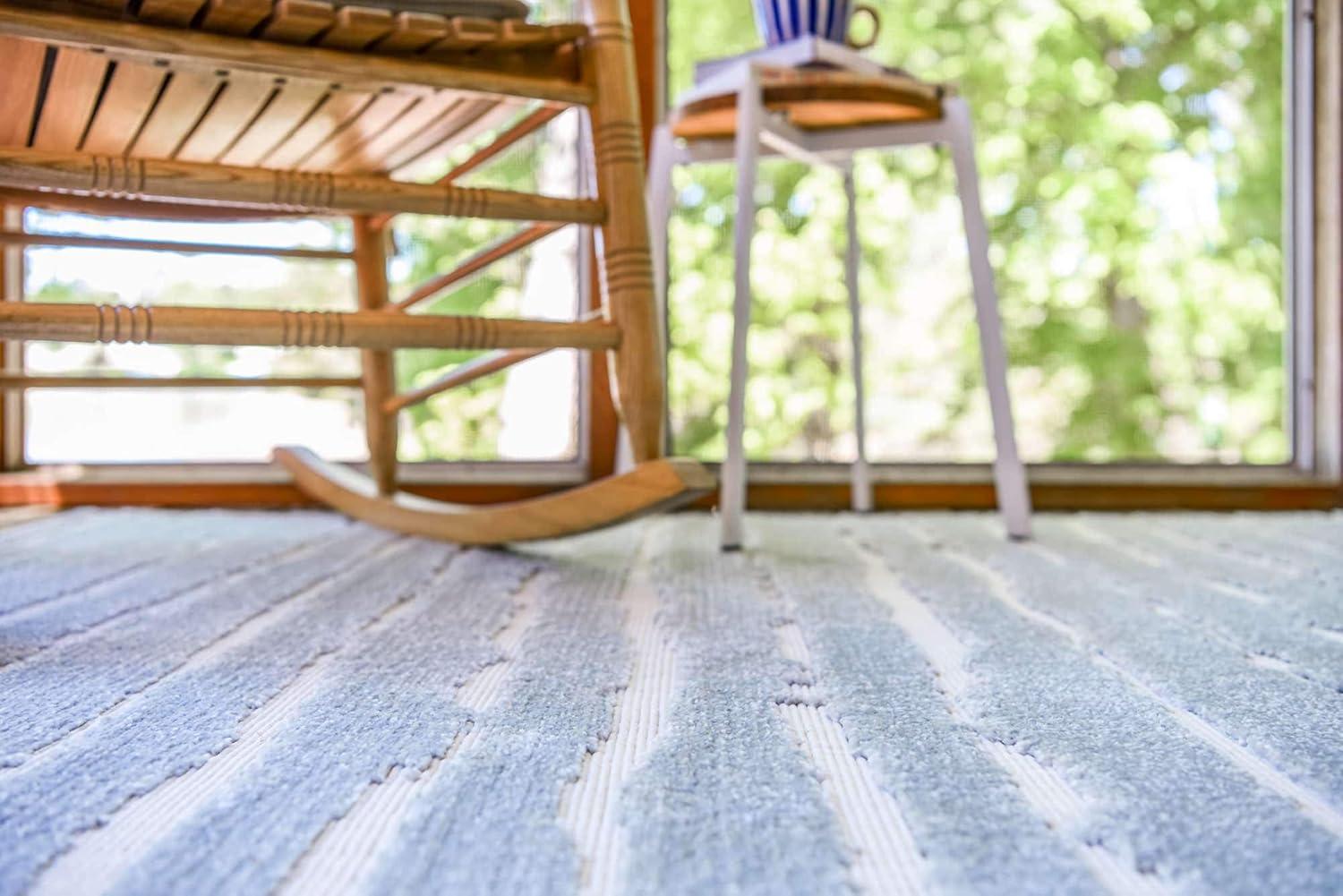 Sabrina Soto Indoor / Outdoor Collection Area Rug - Ola (5'  x 8' Rectangle Light Blue/Ivory)