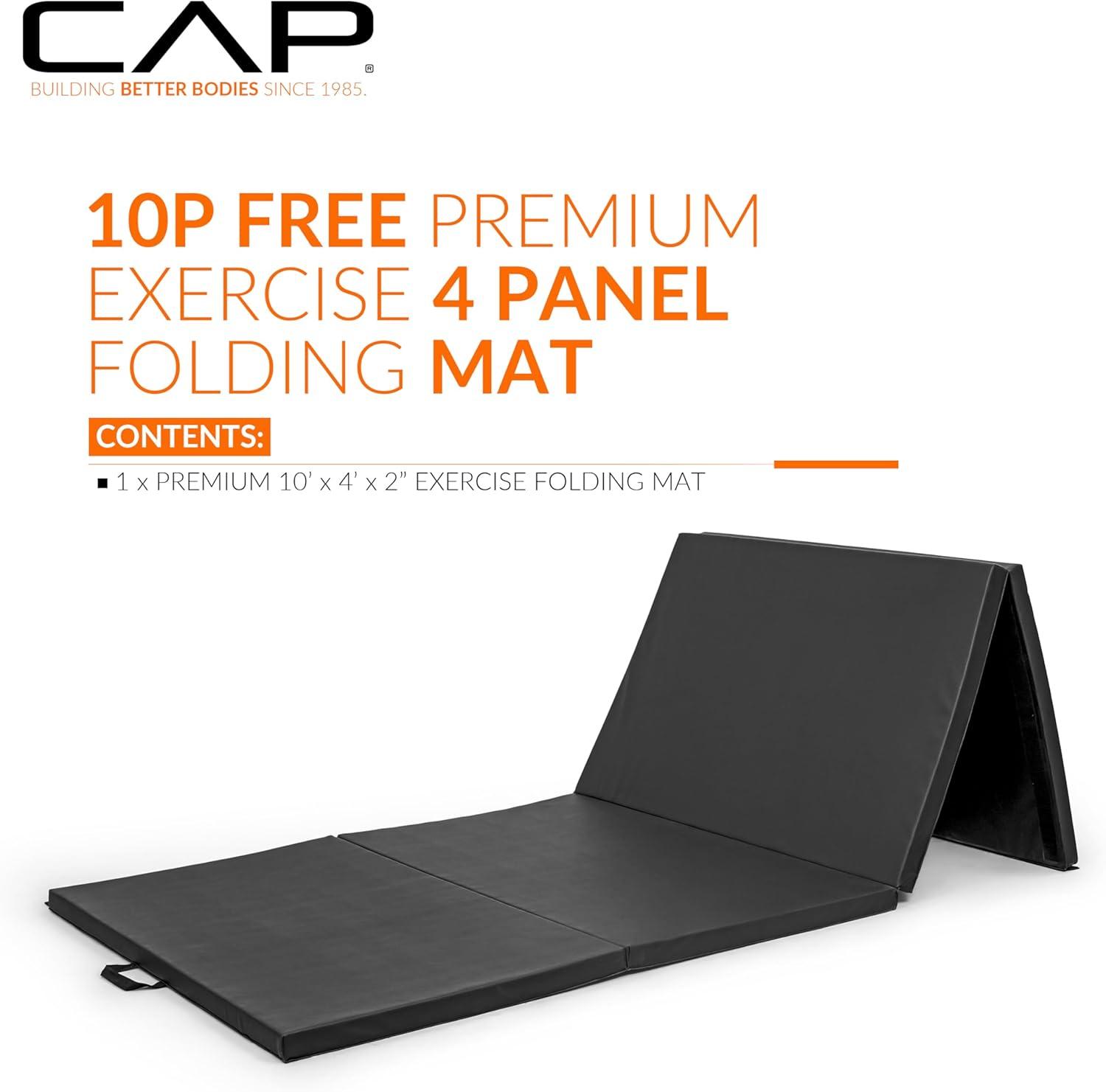 CAP Barbell All Purpose Folding Exercise Training & Gymnastics Balance Mat 10' x 4' x 2" thick, Black