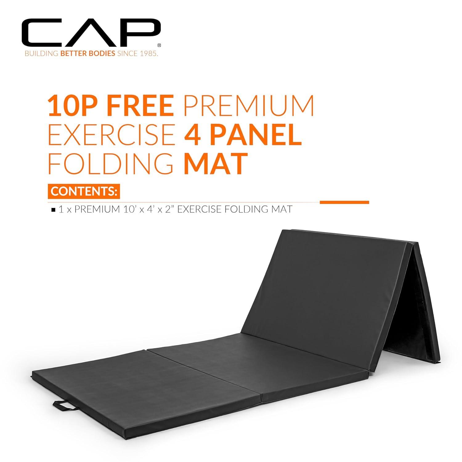 CAP Barbell All Purpose Folding Exercise Training & Gymnastics Balance Mat 10' x 4' x 2" thick, Black