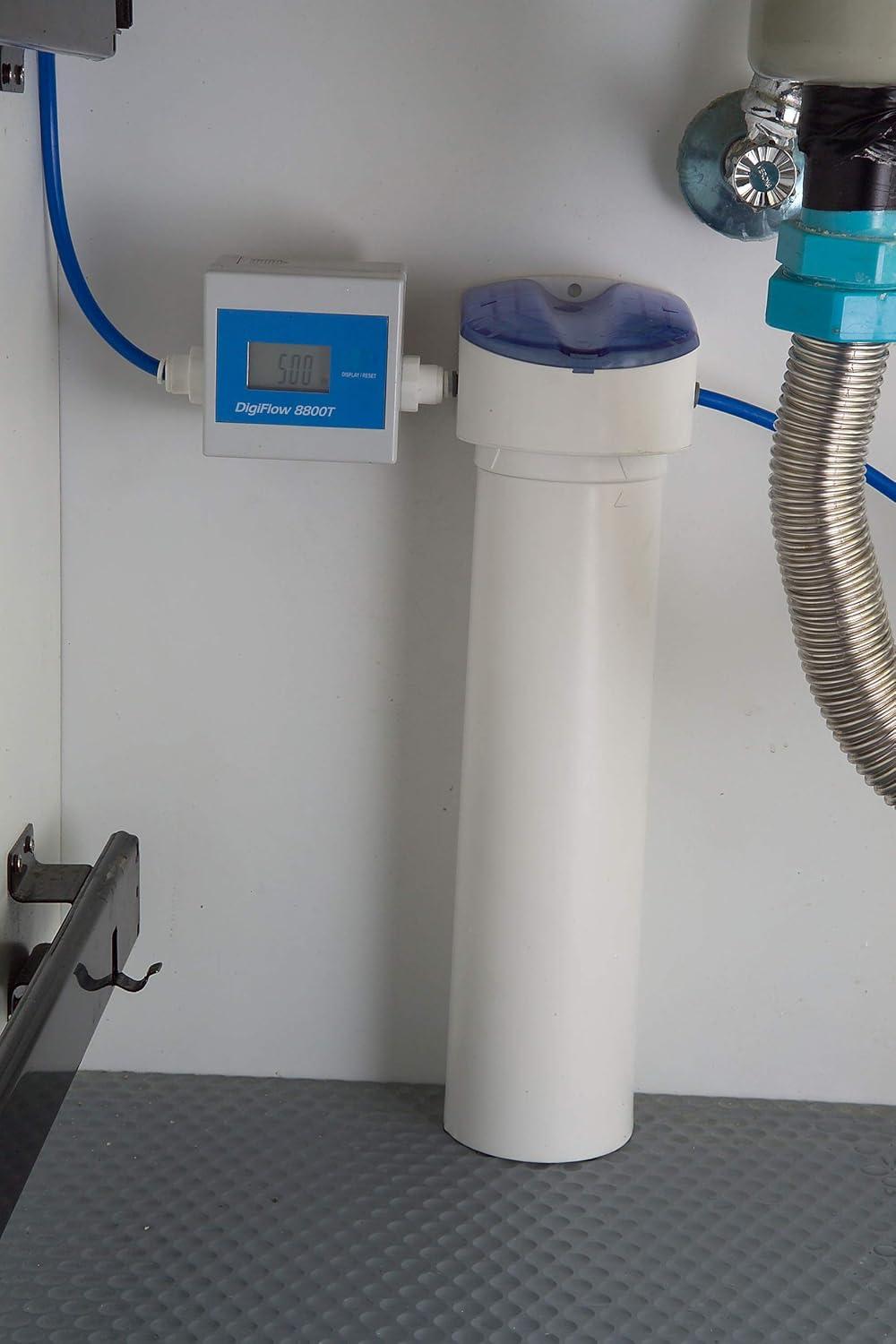 IDENTER Filter Monitor Flowmeter Digital LCD Display Water Liquid Control Flow Sensor 3/8" NPT Liter/Gallon Counting Down