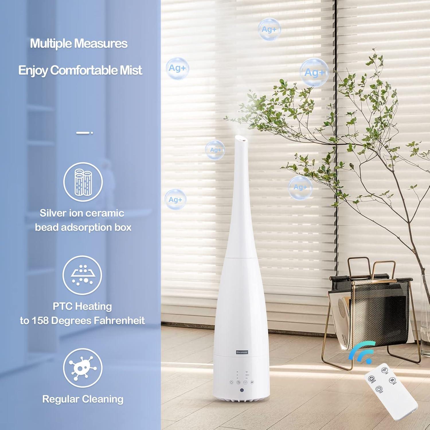 White Ultrasonic Warm and Cool Mist Humidifier with Remote Control