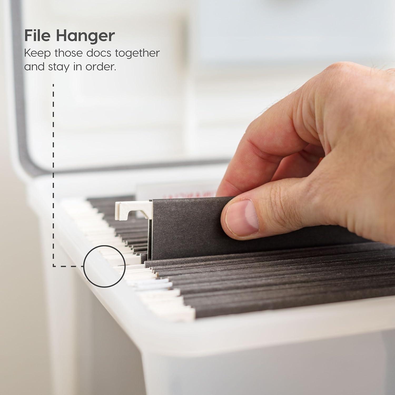 IRIS USA File Box WeatherPro Portable File Organizer Plastic File Box for Letter File w/ Organizer-Lid, Clear 19 Qt. 4 Pack