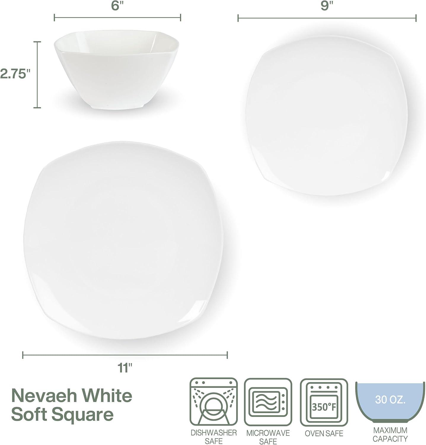 Fitz and Floyd Fitz and Floyd Nevaeh White 12-Piece Lightweight Bone China Dinnerware Set, Service for 4