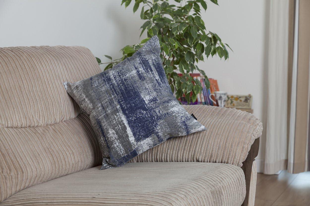 TreeWool (Pack of 2) Brush Art Accent Decorative Square Cotton Throw Pillow Covers (22 x 22 inches, Navy Blue)