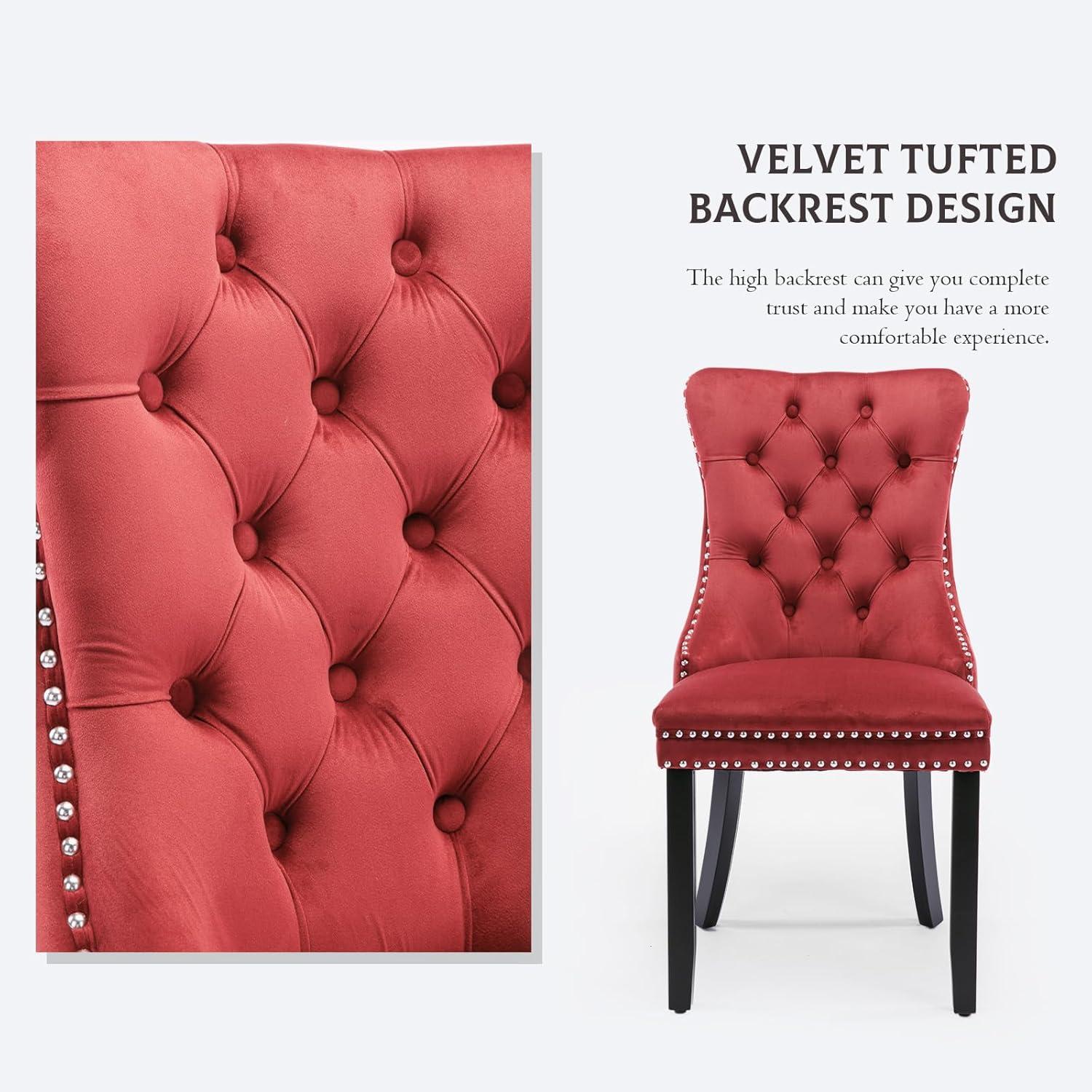 Rosdorf Park High-end Tufted Velvet Upholstered Nailhead Dining Chair