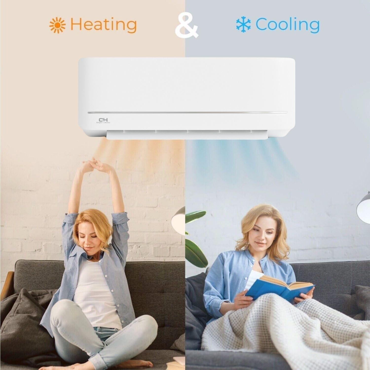 White 1 Ton Mini Split Air Conditioner and Heater with Heat Pump