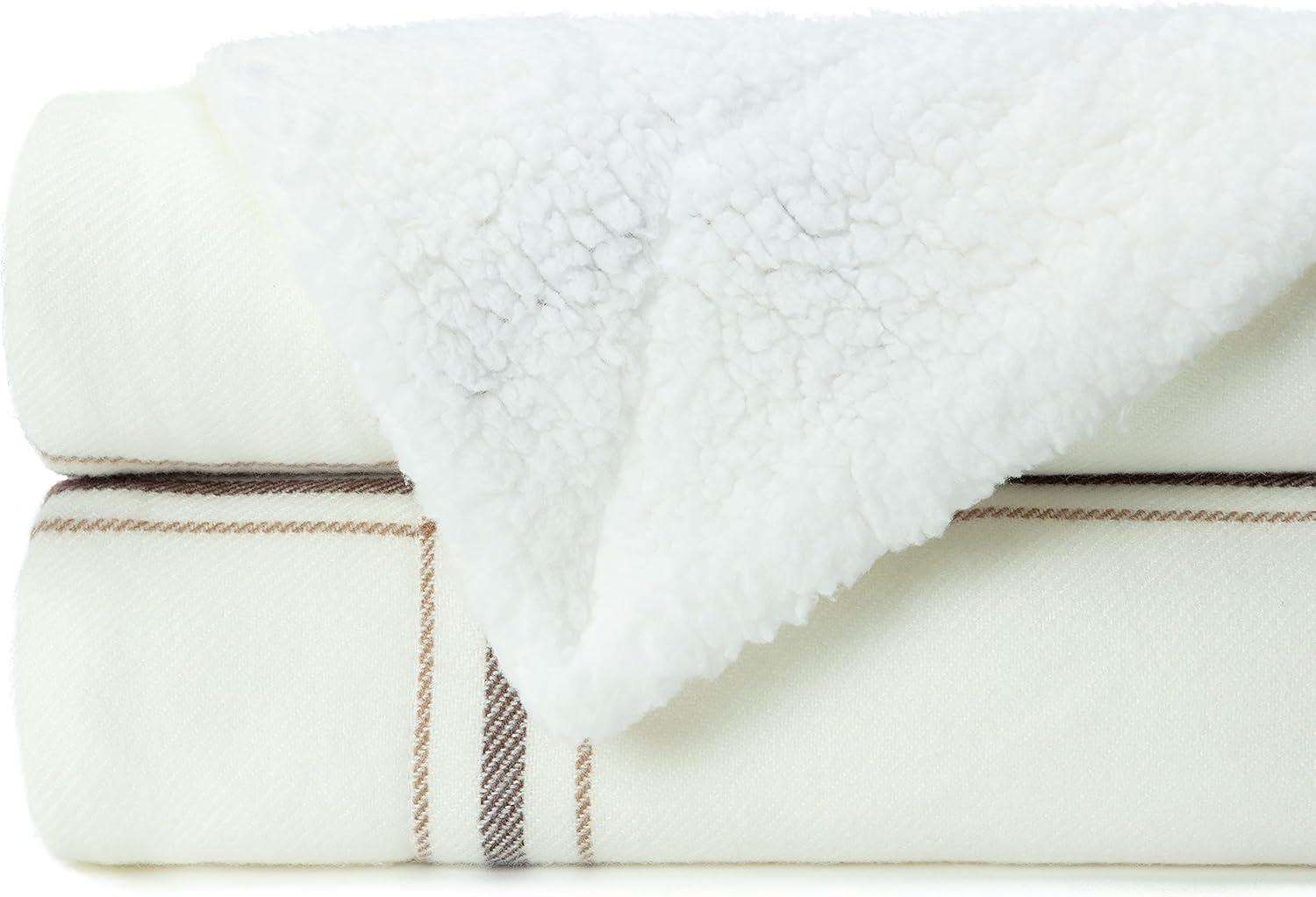 Chanasya Fleece Plaid with Reversible Faux Shearling Throw Blanket