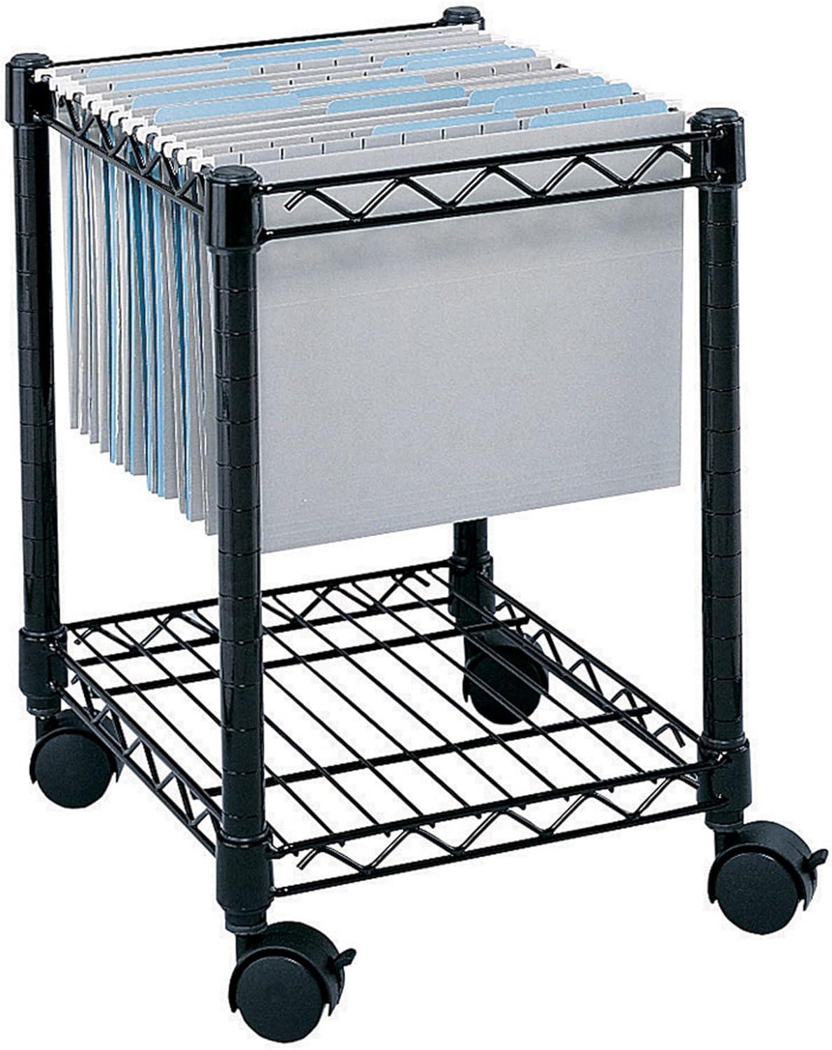 Safco Compact Mobile Wire File Cart One-Shelf 15-1/2w x 14d x 19-3/4h Black