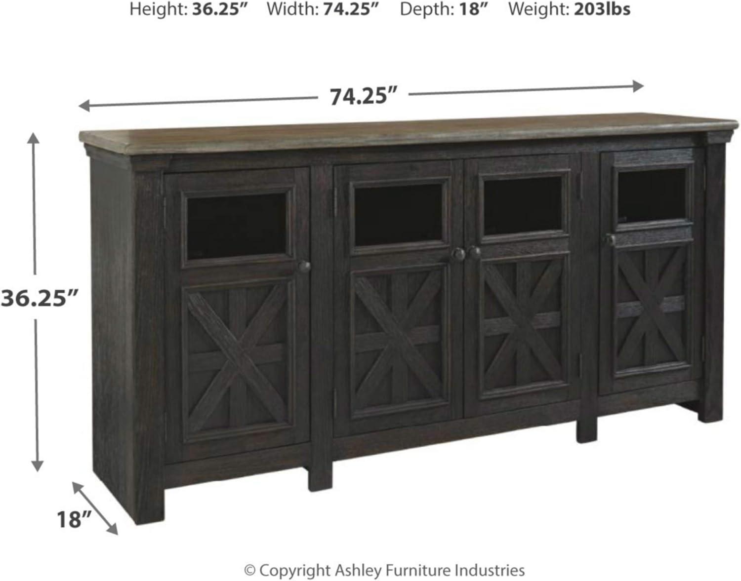 Ashley Furniture Tyler Creek 74"" TV Stand in Black and Gray