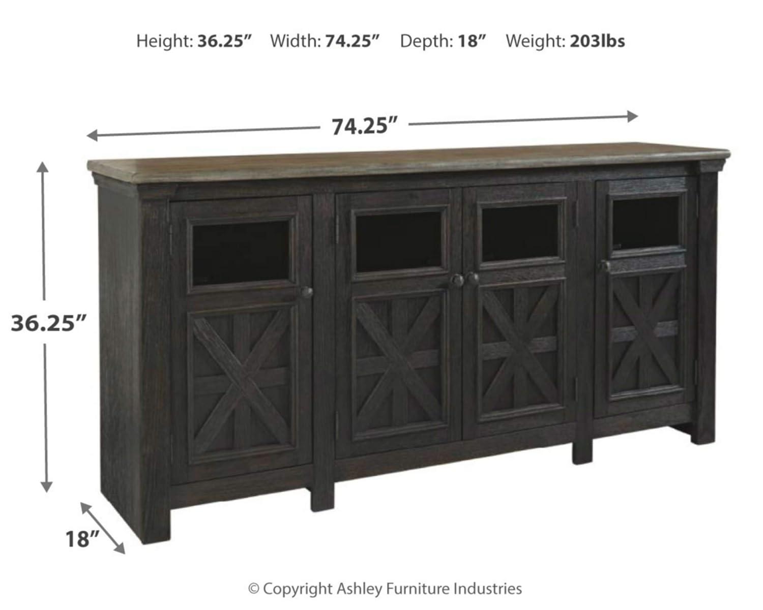 Signature Design by Ashley Tyler Creek 74"" TV Stand in Black and Gray
